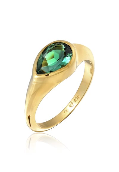 Elli PREMIUM - Ring - Elli PREMIUM Ring Dames zegel Trend met kwarts edelsteen in 925 sterling zilver Verguld - Dames