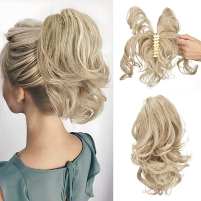 Pruikclip-Verstelbare Korte Pruik met Natuurlijke Krullen – Incl. Clip‑on Paardenstaart – Natuurlijk Uiterlijk – Voor Vrouwen-12