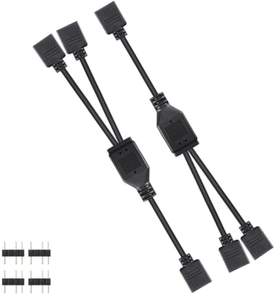 2 Stuks 5V 3-Pin ARGB Splitter Kabel - 1 naar 2 Adresbare Hub Extensie voor LED Strips en Ventilatoren