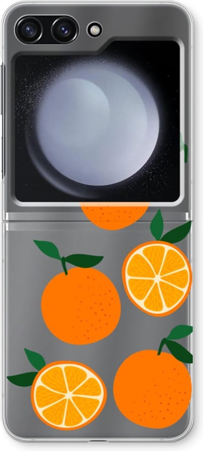 Case Company® - Hoesje geschikt voor Samsung Galaxy Z Flip5 hoesje - Will you be my clementine - Soft Cover Telefoonhoesje - Bescherming aan alle Kanten en Schermrand