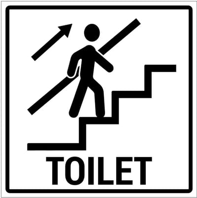 Toilet trap omhoog bord | gecoat dibond materiaal | 20 x 20 cm