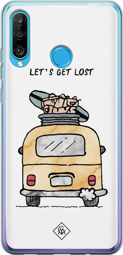 Casimoda® hoesje - Geschikt voor Huawei P30 Lite - Let's Get Lost - Siliconen/TPU - Soft Case - Multi - Tekst
