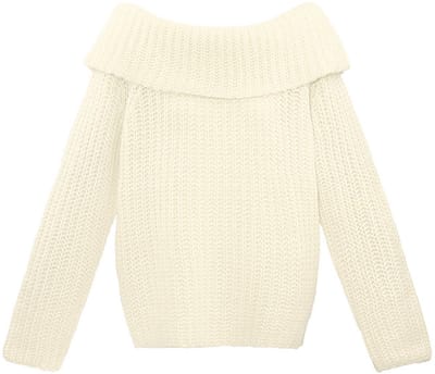 Yehwang - Frosty Morning Off Shoulder Trui - Gebroken Wit - Maat S/M