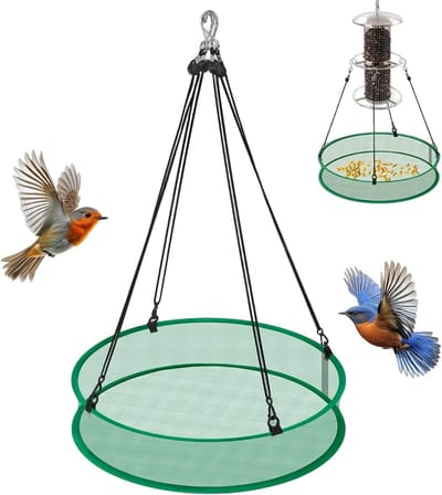 opvangschaal, vogelvoer-opvangbak voor hangende vogelvoederhuisjes, diameter 50 cm, voor tuin en buiten (groen)