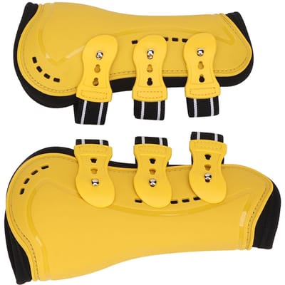 2 Pièces Protège-Tendons pour Cheval Ouverts Devant Réglables Respirants Protège-Tendons Avant pour Cheval pour Entraînement Saut Équitation Jaune L Large 35.83x15.75in white