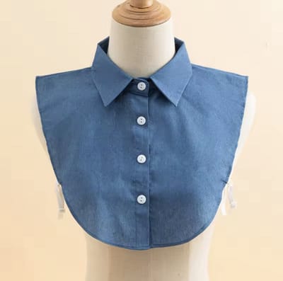 CHPN - Blauwe Blousekraag - Los kraagje - Kraagje - Blauw - Losse Kraag Spijker Blauw - Outfit chiquer maken - Mode accessoire