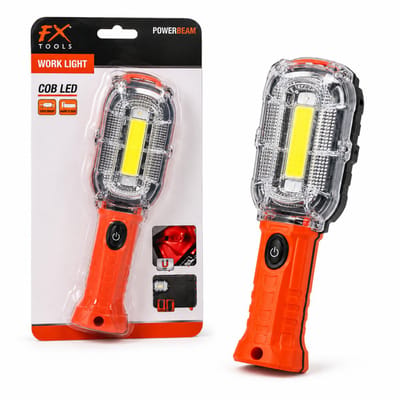 EasyMart LED Werklamp met Magneet en Ophanghaak COB – Draagbare Inspectielamp – Werklamp voor Auto, Garage, Werkplaats en Noodverlichting – Heldere Handlamp op Batterijen – Oranje