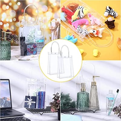25 Doorzichtige Geschenkzakken met Handgrepen - Herbruikbare PVC Draagtassen voor Feestjes en Cadeaus - 23 x 17 x 7 cm