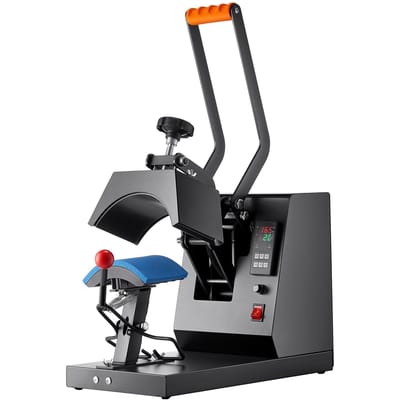 Presse à Chaud pour Casquettes, Machine à Presse à Chaud 4-en-1 pour Casquettes, Presse à Clamshell 6x3 pouces pour Transfert par Sublimation, Minuterie Numérique LCD Contrôle de Température avec 4 pièces Courbes
