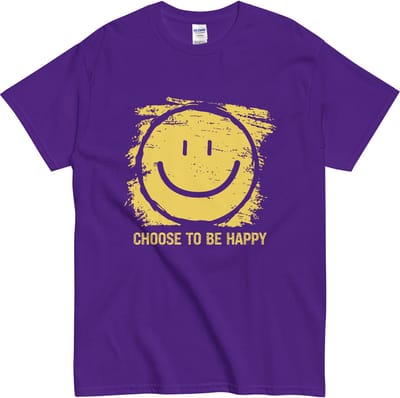 Vrolijk en Stoer Tshirt met Tekst: Choose to be Happy - Dames en Heren - Paars - S