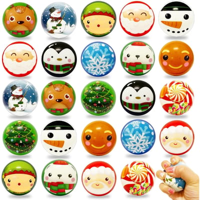 6/36 STKS Kerst Stressballen Kerstman Hert Stressverlichting Schuim Kerst Knijpbal voor Kinderen Kerstfeest Bedankjes black
