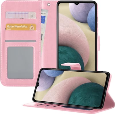 Hoesje - Geschikt voor Samsung Galaxy A12 - Luxe Bookcase - Walletcase Hoes - Portemonnee - Cover - Telefoonhoes - Lichtroze