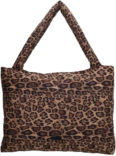 Beagles Calvia Shopper Soft Puffer Schoudertas Trendy Ruim en Licht - Tote Bag - Dames Tas - Luipaard Beige