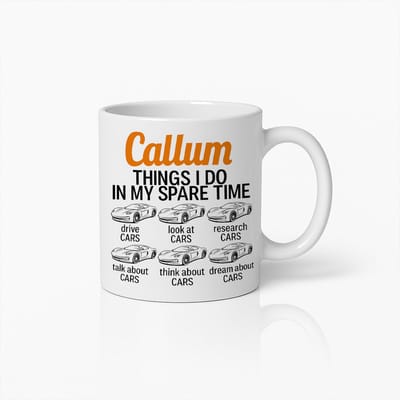 Gepersonaliseerde Auto Liefhebber Mok 330ml – Grappig Cadeau voor Callum – Dingen die ik Doe in Mijn Vrije Tijd Koffiebeker