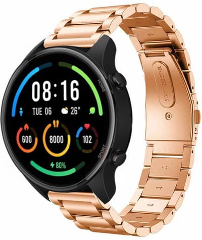 Strap-it Stalen schakel bandje - geschikt voor Xiaomi Mi Watch / Xiaomi Watch S1 (Pro/Active) / Watch 2 Pro / Watch S3 / Amazfit Balance / Bip 5 - rosé goud