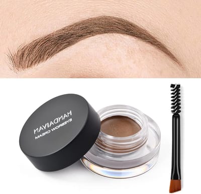 Kleurige wenkbrauwcrème en pomade gel met dubbelzijdige borstel voor perfecte wenkbrauwmake-up in lichtbruin