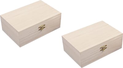 Rayher hobby materialen Kistje - 2x - hout - 15 x 10 x 5,5 cm - Opslag/Sieraden kistje