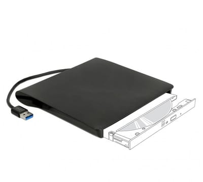 DeLOCK behuizing voor 5,25'' Ultra Slim SATA drives (9,5mm) - USB3.0 (USB-A) / zwart