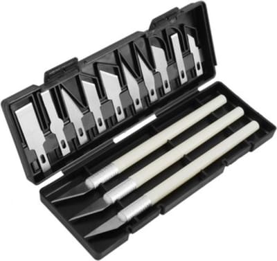 Precisie Scalpel Set 13-delig – Hobbymes met 3 Handgrepen en 10 Verwisselbare Scalpelmesjes – RVS – Voor Hobby, Modelbouw, Knutselen en Precisiesnijwerk