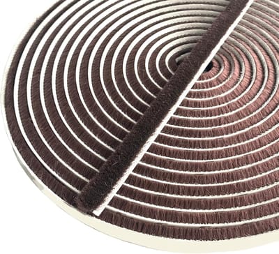 Zelfklevende borstelstrips, borstelstrips, borstelstrips voor roldeuren, borstelstrips voor schuifdeuren, borstelstrips voor roldeuren,Bruin10m (L) x 9mm (B) x 15mm (D)