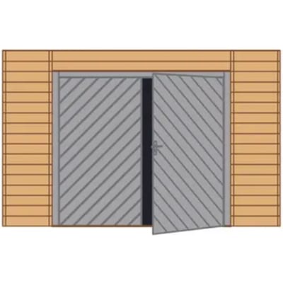 Solid Voorwand Met Dubbele Garagedeur ‘s7742’ Hout 390 X 245 Cm Voor Basis 5x5