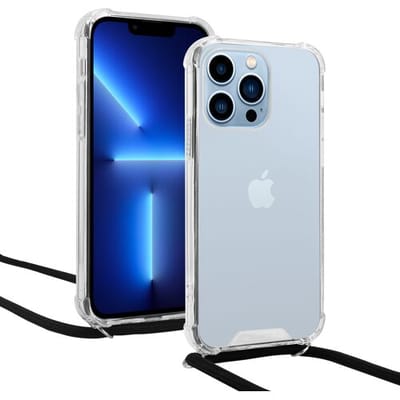 ShieldCase telefoonhoesje geschikt voor Apple iPhone 13 Pro shock hoesje met koord - Shockproof case - Hoesje met touwtje - Transparant hoesje touw - Doorzichtig Shockcase hoesje met koord