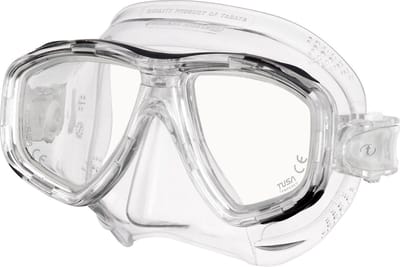 TUSA Freedom Ceos – Duikmasker met twee lenzen, comfortabele pasvorm dicht op het gezicht, Freedom Technology voor comfort en prestaties, hypoallergeen silicone – Transparant/Transparant – M-212 T