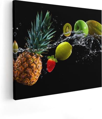 Artaza Canvas Schilderij Ananas - 50x40 cm - Wanddecoratie Keuken - Muurdecoratie Fruit - Schilderijen Op Canvas