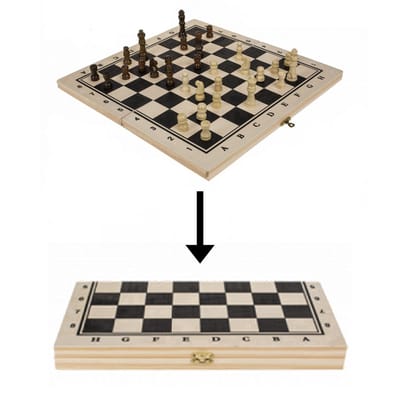 Luxe Schaakspel Hout - Opvouwbaar schaakbord - Schaakspel voor kinderen - Reisschaakspel - Klassiek bordspel - Schaakspel compact - 21X21 cm