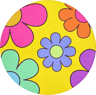 Badmat rond 70x70 cm - Antislip - Bloemen - Illustratie - Kleurrijk - Badmatten voor badkamer - Badkamermat - Douchemat - Ronde badkamer mat
