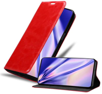 Cadorabo Hoesje geschikt voor Oppo FIND X2 in APPEL ROOD - Beschermhoes met magnetische sluiting, standfunctie en kaartvakje Book Case Cover Etui