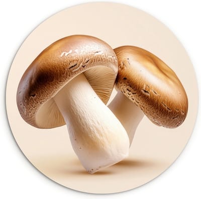 WallCircle® Wandcirkel 30x30 cm - Muurcirkel Champignons - Zacht - Beige - Muurdecoratie woonkamer - Wanddecoratie keuken - Kamer decoratie accessoires - Ronde schilderijen