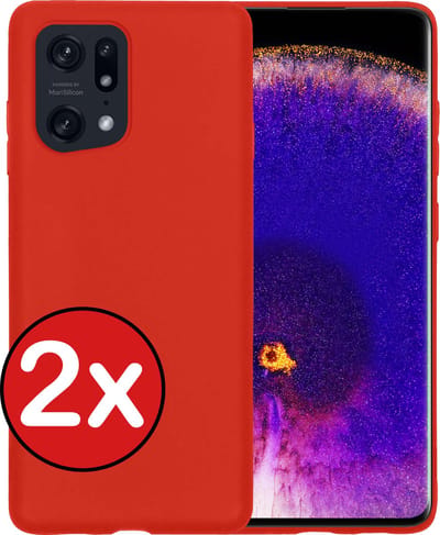 Hoesje - 2 Stuks - Geschikt voor OPPO Find X5 - Sterk & Shockproof - Telefoonhoes - Back Cover - Case Siliconen - Telefoon Hoes - Rood