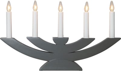 Star Trading kaarsenboog 'Navida' van grenenhout, 7-vlammig, E10-lamp, grijs, H 30 cm, B 60 cm