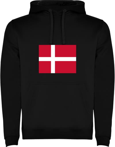 Zwarte Hoodie met Wereldse vlag land Denemarken Full Color Maat M