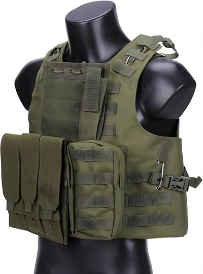 DnA® Tactical Vest - Airsoft Vest - Plate Carrier - Tactical Vest Airsoft - Groen - ‎38cm x 30cm x 8cm