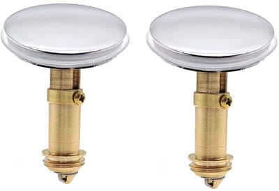 Dailygoods- Wastafelafvalplug 2 Stuks - Pop-up Klik-Clack - Afvoerstop - Verchroomd Messing - Geschikt voor 38mm Gootsteengat - Glad Oppervlak - Afvoerplug