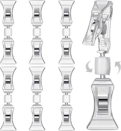 Rotating Double Clamps - Set van 6 Transparante Houder voor Prijsetiketten en Marktnotities voor Tafelkaarten