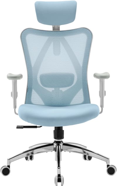 SIHOO M18 Ergonomische Bureaustoel - Ademend Mesh - Verstelbare Hoofd&Lendensteun - Bureaustoelen voor Volwassenen tot 150kg - Kantoor/Thuis/Gaming - Blauw