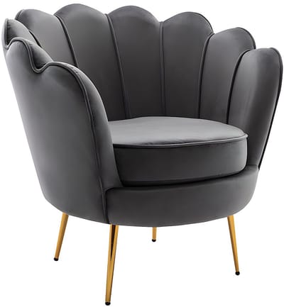 Vente-unique Set tweezitsbank en fauteuil van fluweel - Antraciet - DANDELION