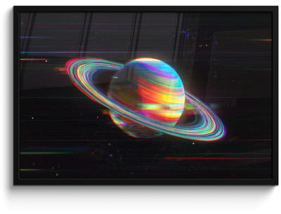 Poster in lijst - Fotolijst 90x60 cm - Posters - Planeet - Cirkel - Kleurrijk - Posterlijst zwart - Decoratie - Wanddecoratie woonkamer - Muurdecoratie slaapkamer