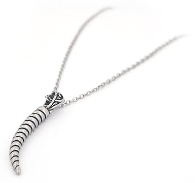 Collier met gebogen tand hanger - staal - gedraaid motief - viking stijl - 316L stainless steel