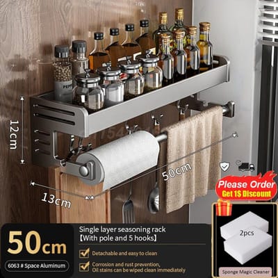 50CM Keuken Opbergrek Kruidenrek Wandmontage Specerijen Multifunctionele Huishoudelijke keukenorganizer Opbergrek