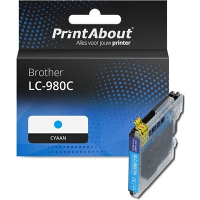 PrintAbout huismerk Inktcartridge LC-980C Cyaan Geschikt voor Brother