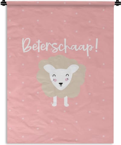 Wandkleed - Wanddoek - Beterschap - Quote - Schapen - 90x120 cm - Wandtapijt