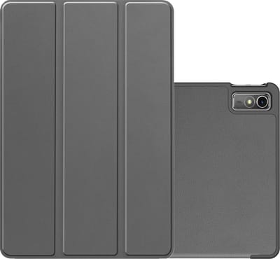 Hoes - Geschikt voor Lenovo Tab M10 5G - Dun & Stevig - Trifold Bookcase - Hard Cover - Hardcover Book Case - Tablet Hoesje - Grijs