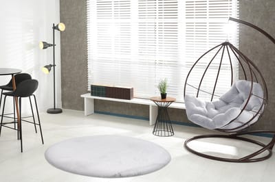 Lalee Heaven - Ronde Vloerkleed - Tapijt – Karpet - Hoogpolig - Superzacht -comfy Fluffy - rabbit fur- 120x120 cm Rond Zilver grijs