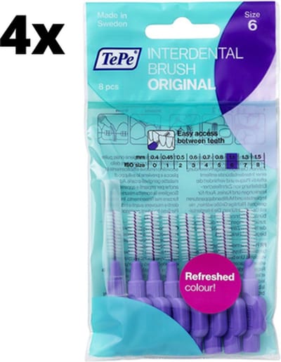 TePe Ragers Paars 1,1mm - 4 x 8 stuks - Voordeelverpakking