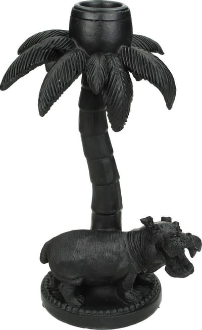 Wants&Needs Kandelaar Nijlpaard Polyresin Zwart 11 X 9.5 X 18