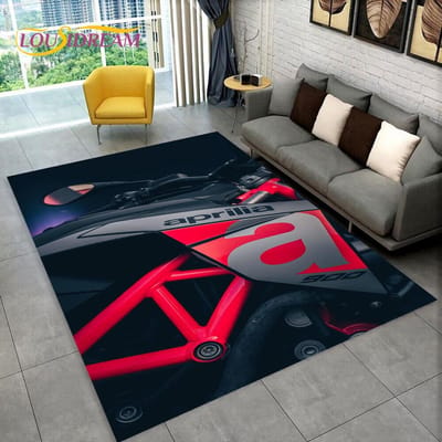 HD Aprilia Racing Motorfiets Logo Tapijt Vloerkleed voor Thuis Woonkamer Slaapkamer Bank Deurmat Decor, kinderkamer Vloerkleed Antislip Vloermat 3D 100x150cm